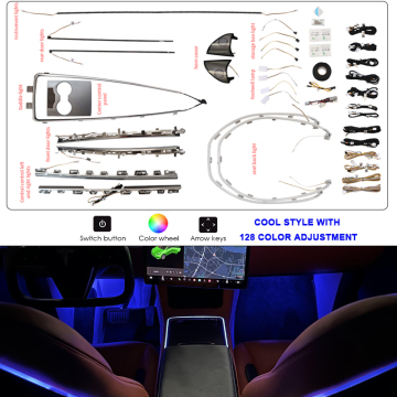 6W 128カラーテスラモデルY＆3用の雰囲気のライトキット - ホットセール自動車インテリアアンビエントライト