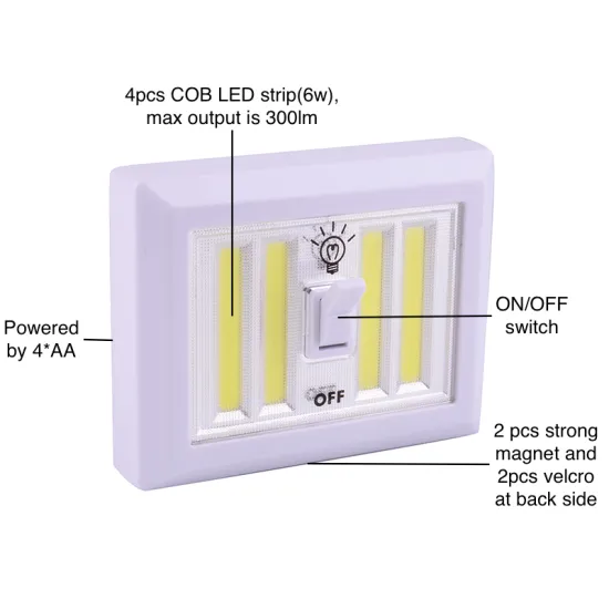 Factory Price 4 pcs COB Strip Magnetic Cordless COB led Light Switch