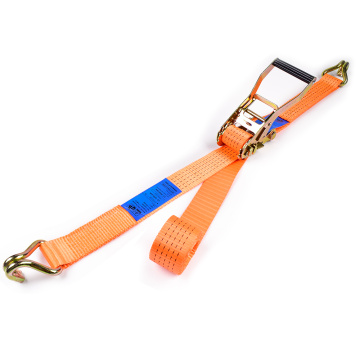 2" 5000kgs 50mm Long Plastic Handle Ratchet Buckle Cargo Lashing Straps With 2 Inch Double J Hooks