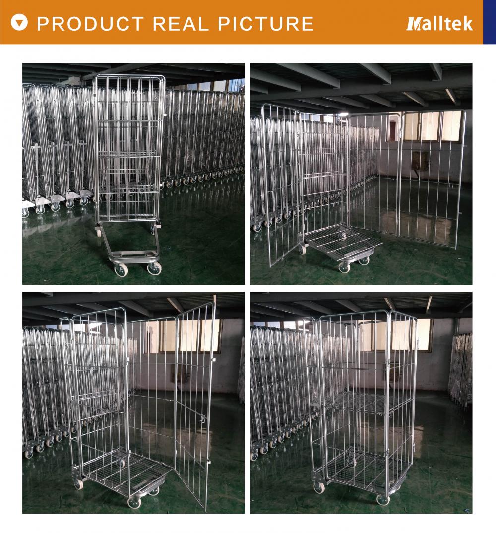 4 Sides Foldable Galvanized Roll Trolley