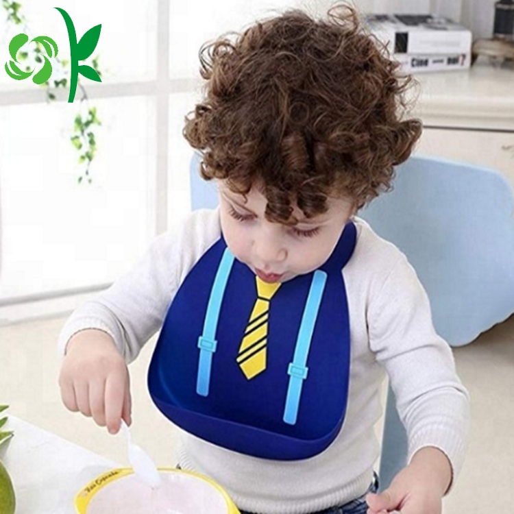 BPA Free Fashion Gentlemen Suit shape Silicone Bibs