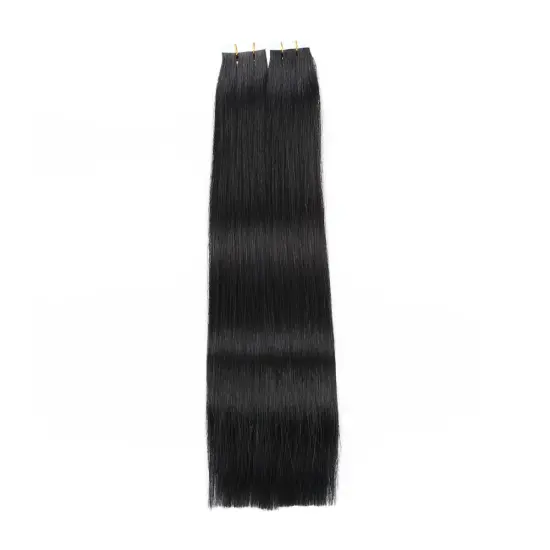 Raw Indian Hair Vendor 100% Unprocessed Virgin Human Hair Piece Tape In  Pure 1# Color Jet Black Indian Temple Hair Double Drawn