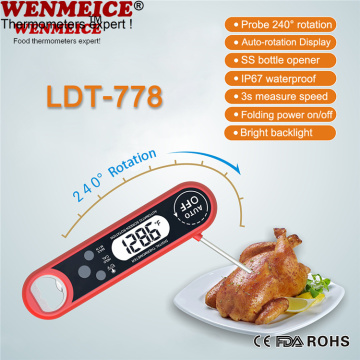 Termometro digitale per carne con display a rotazione automatica impermeabile