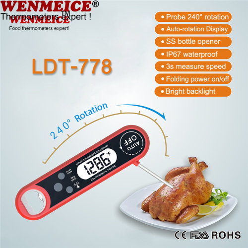 Auto-rotation Display Digital Meat Thermometer Waterproof