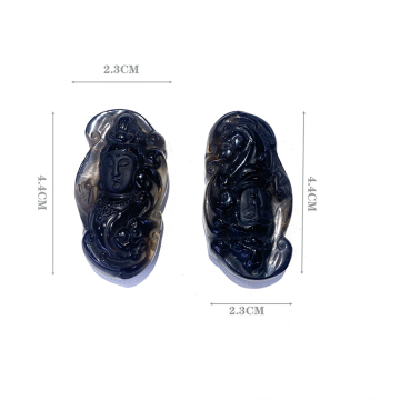 Natuurlijke Crystal Obsidian Boeddha -houtsnijwerk van hoge kwaliteit voor het maken van sieraden