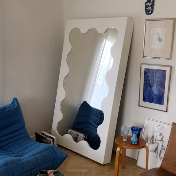 Full Length Art Decor Wavy Wood Framed Mirror