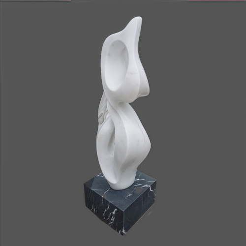 Contemporary Abstract White Marble Sculpture