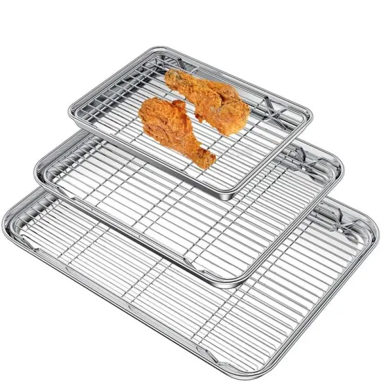 Custom Size Pack of 2 Non-Stick Baking Sheets & Cooling Racks for Commercial Bakeries