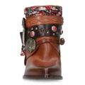 Vintage Leather Boots with Gem Accents for Women