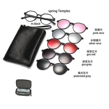 12-Piece Assorted TR Mix Clip-On Sunglasses: Polarized Lenses with Case Pouch - Suitable for Men and Women