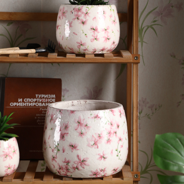 Unique White Ceramic Garden Planter with Flower Pattern: A Modern Japanese Style Large Plant Pot