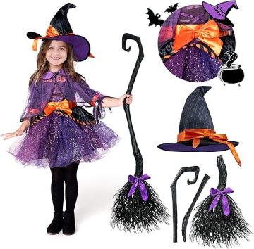 Girl Halloween pomarańczowe fioletowe kostiumy