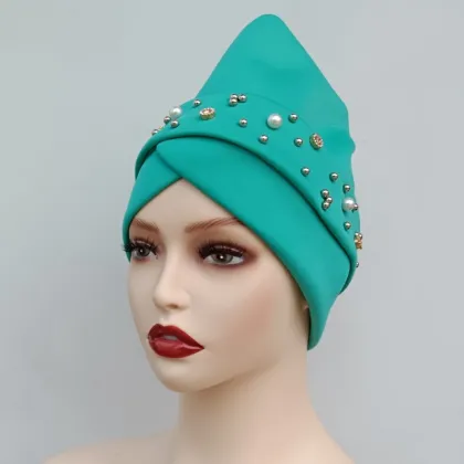 Wholesale African Hat Pearl Diamond Turban