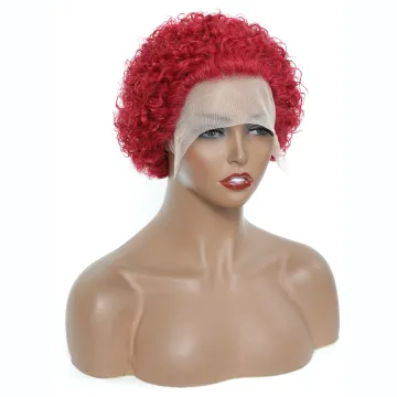 Lily Short Curly Lace Front Wigs 13x1 Brazilian Water Wave Human Hair Wigs Pixie Cut Transparent Lace Wig for Black Women