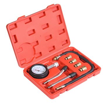 Compression Test Kit with Dual Gauge for Engine Cylinder Leakdown Testing