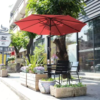 Windproof and Waterproof Steel Frame Patio Sun Parasol for Outdoor Gardens