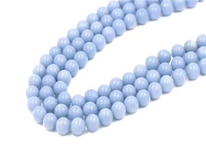 2018 wholesale natural blue angel stone round bead aquamarine
