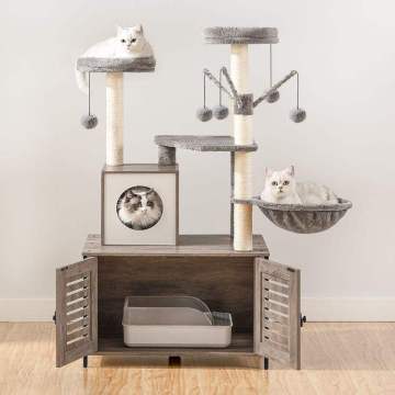 Cat Tree with Hidden Litter Box Enclosure Furniture