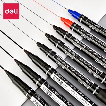 Deli Dual -Tapper μόνιμο δείκτη - μαύρο, μπλε, κόκκινο, 0,5mm/1mm, αδιάβροχο, γρήγορη ξήρανση