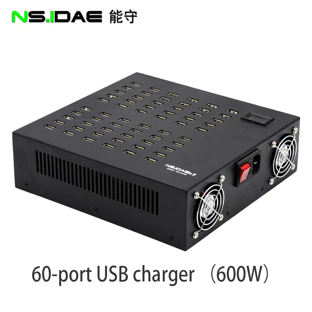 60-poorts USB laadstation 600W stroom