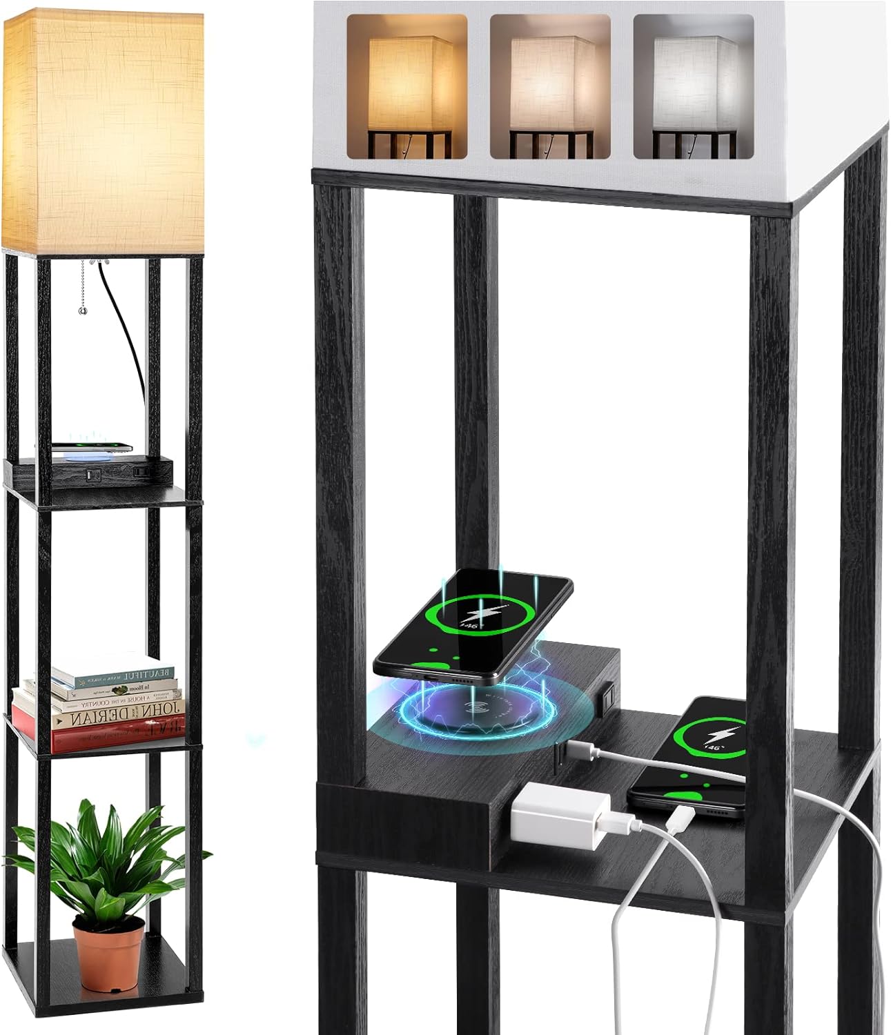 F250831 Shelf floor lamp wireless charger USB (8)