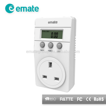 UK Plug Cost Control Energy Monitoring Power Meter Socket - L