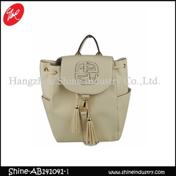 2015 beautiful trendy tassels bag/white girls backpack/knapsack