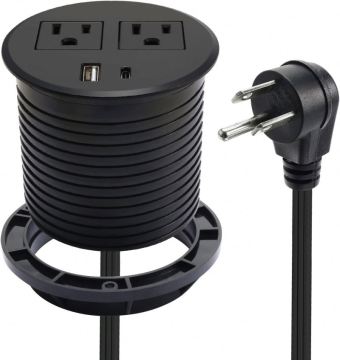 Furniture Grommet Power Socket - Universal Table Power Outlets for Office (US, EU, UK)