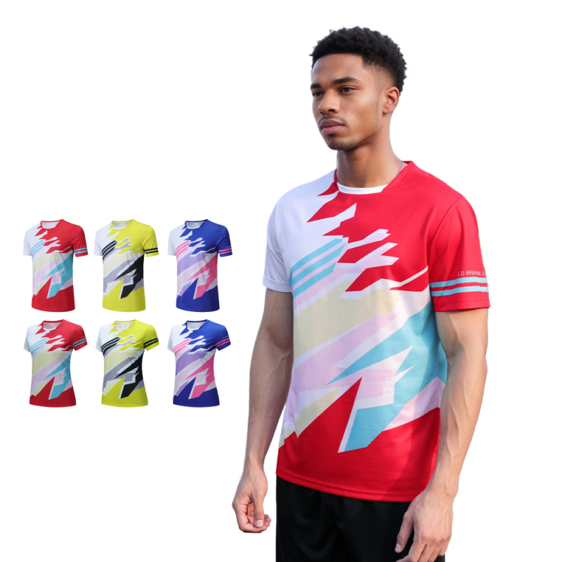 Quick-Dry Training Jersey with Geometric Patch Design