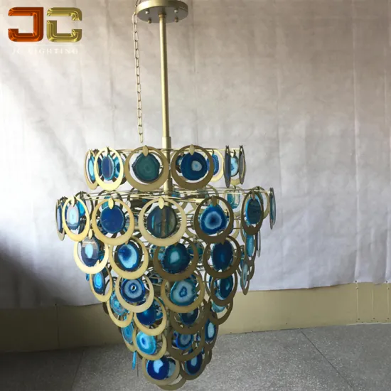 JC LIGHTING Modern Blue Turquoise Marble Chandelier for Luxury Homes
