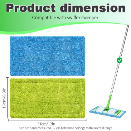 Reusable Microfiber Sweeper Dry Mop Pads with Straps for Swiffer