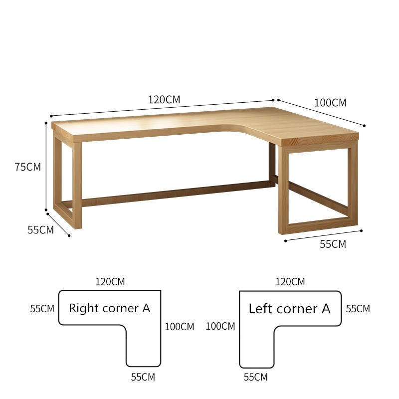 L-shaped Desk with Bookshelf Wood Writing Desk