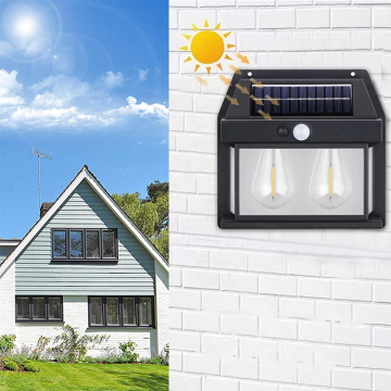 IP65 Waterproof Solar Wall Lamp: Dusk to Dawn Outdoor Lighting with Dual Core Warm White LEDs