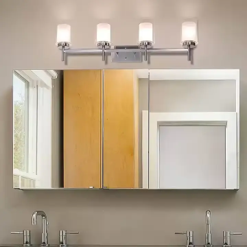 Commercial Hotel Glass Brushed Nickel 4 Heads Bathroom Vanity Lights