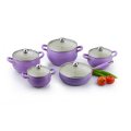 10PCS Purple Cookware Set with Silicone Handles