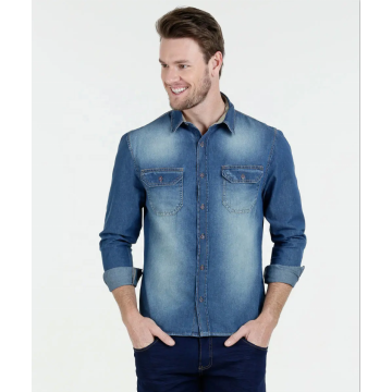 Maßgeschneidertes Herren-Langarm-Denim-Causal-Hemd