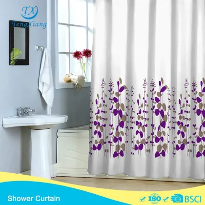 Violet forest new products polyester thick shower curtain hookless