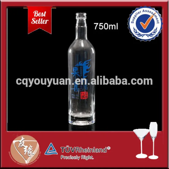 Round shape spirit bottle empty vodka glass bottle 750ml