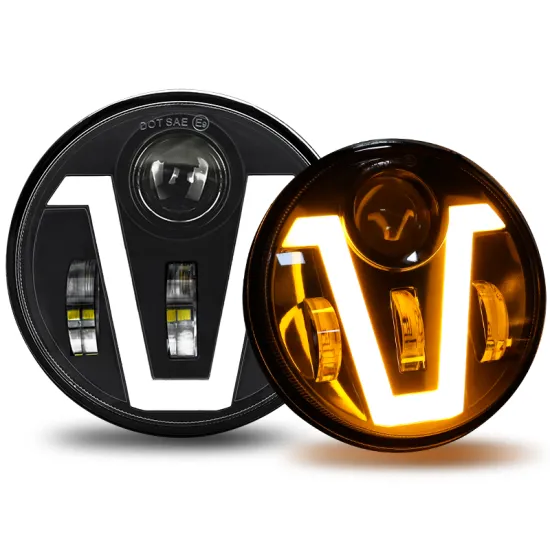 DRL Driving Fog Light V-shaped 5.75inch H4 Round LED Headlight for Jeeps, Cars, and Motorcycles - 12V Off-Road LED