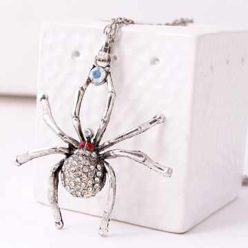 Kalung Loket Loket Spider Plated Halloween dengan Kristal dan Rhinestones