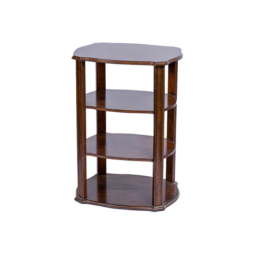 Natural Wood Corner Shelf for Living Room Storage