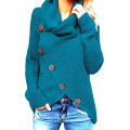 Womens Button Cowl Neck Sweaters