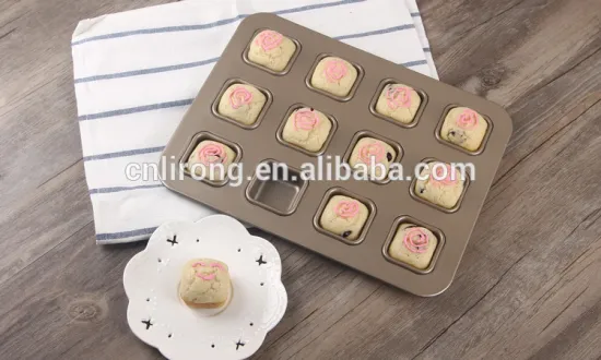 Bakeware Golden Carbon Steel 12 cup Square Muffin Pan