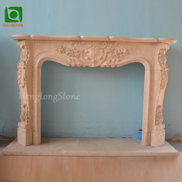 Freestanding Beige Marble Fireplace Surround for Sitting Room