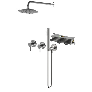 Brushed Nickel 2 Handle Shower Faucet With Valve