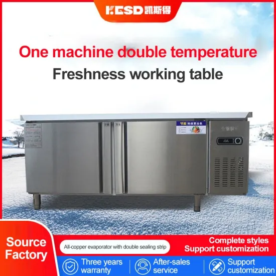 Commercial Stainless Steel Counter Top Working Kitchen Work Bench Fresh-Keeping Kitchen Counter Refrigeration Workbench
