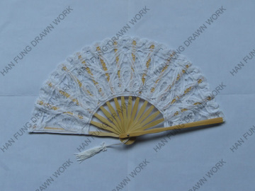 victorian white wedding hand fan
