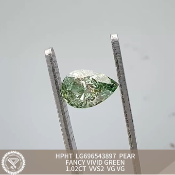 Pear Vivid Green Lab Diamond 1.02CT HPHT