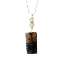 Natural Gemstone Agate Necklace with Silver Chain