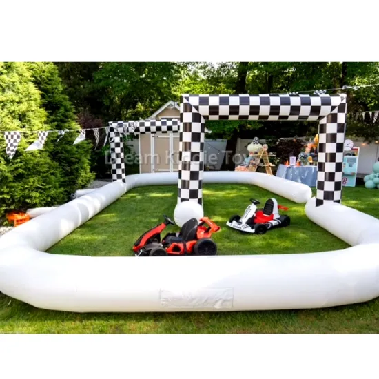 White and Black Inflatable Go Kart Track for Soft Play Kids
